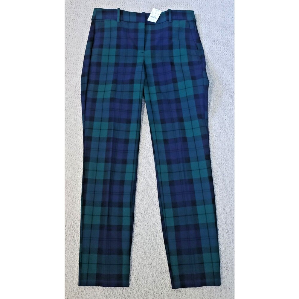 J Crew Ruby Full Length Pant Womens Green Blue Plaid Tartan Size 8 NEW